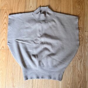 Beige Turtleneck Poncho Sweater